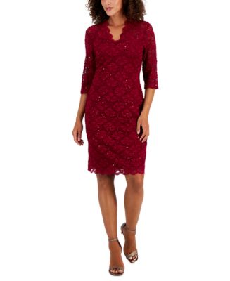 3/4 sleeve lace sheath dress Grizelda - 3/4-Sleeve Lace Sheath Dress