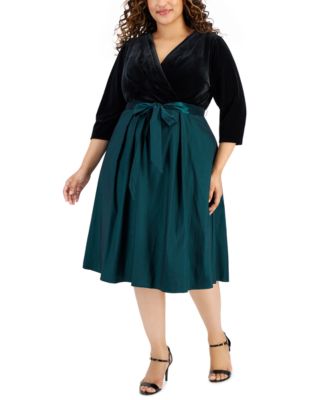Alex Evenings - Plus Size Surplice-Neck Mixed-Media Dress