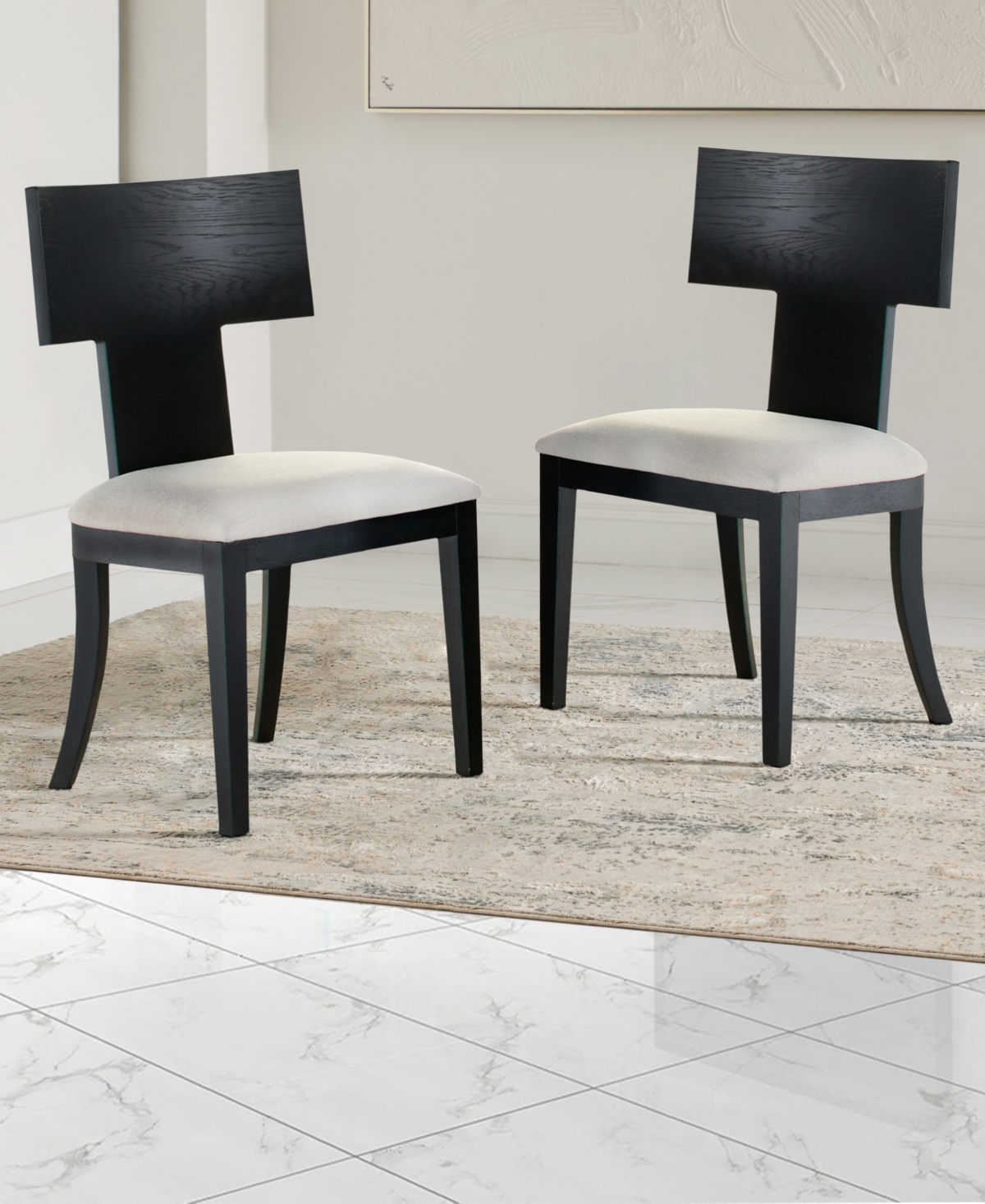 Shop Abbyson Living Avery 38.1" 2 Piece Wood-back Upholstered Counter Stools In Black And Cream