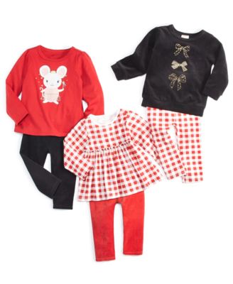 First Impressions Baby Girls Holiday Tops Leggings Created For Macys In Deep Black