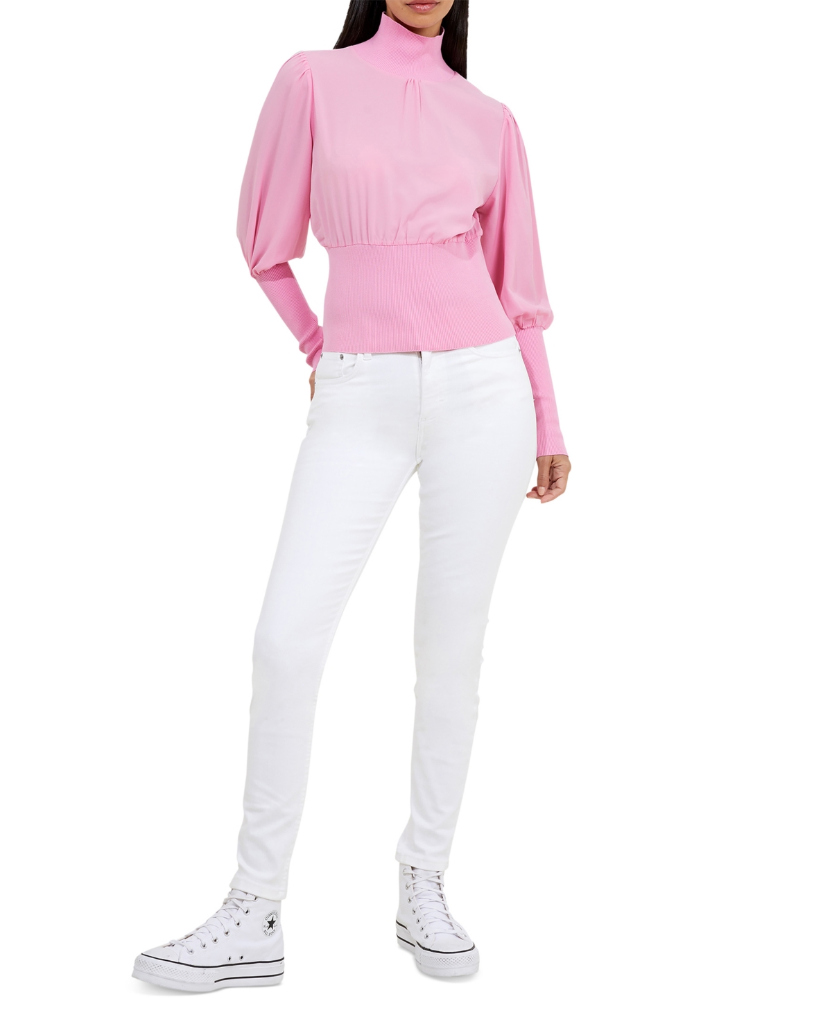 French Connection Women's Krista Mixed Media Sweater In Rosebloom