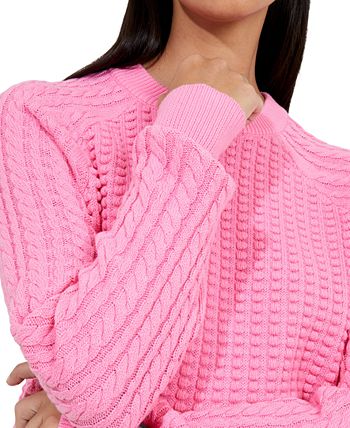 French Connection Women's Lilly Mozart Cotton Sweater Pink Size Small