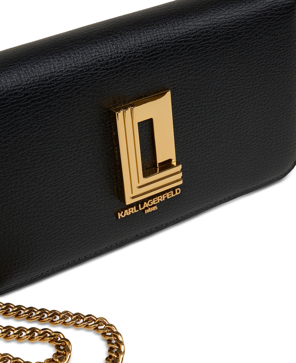 Karl Lagerfeld Kosette Leather Wallet On A Chain In Gray