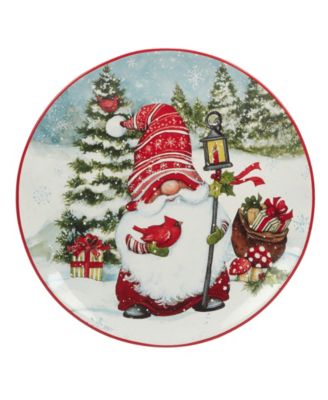 Christmas Gnomes 11" Dinner Plates Set of 4, Service for 4