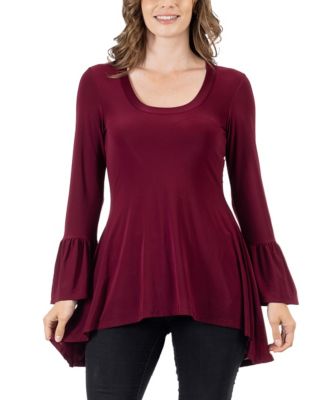 Women's Long Bell Sleeve High Low Tunic Top