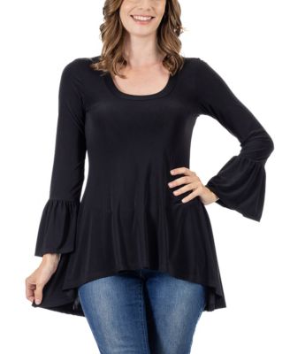 Women's Long Bell Sleeve High Low Tunic Top