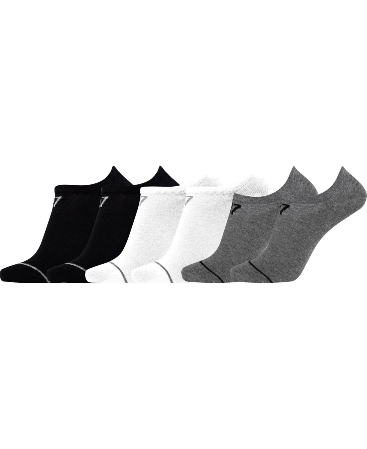Men's Athletic Footie Socks, Pack of 6 - Black, White, Gray