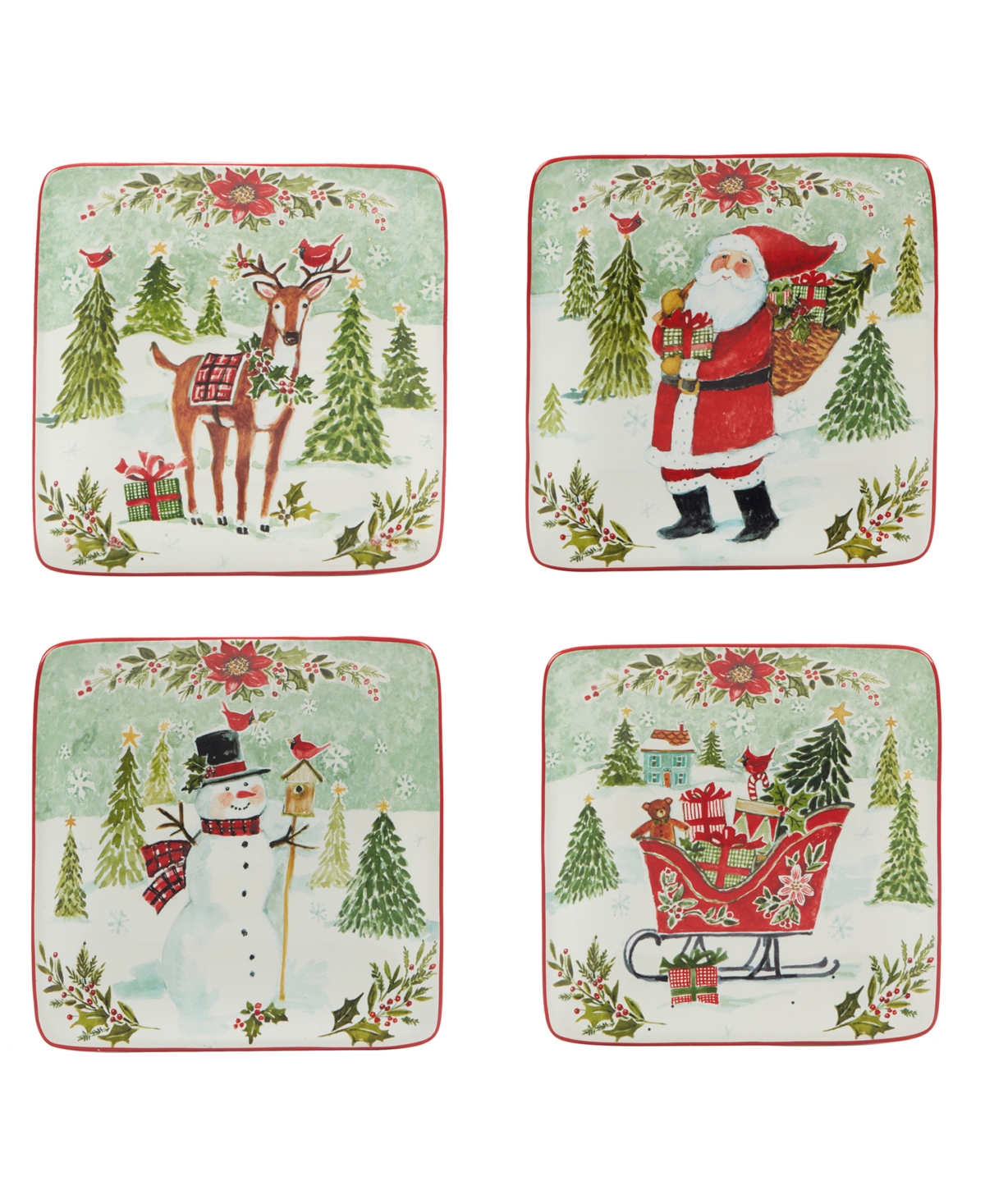 Joy of Christmas 6" Canape Plates Set of 4 - Red