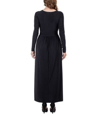 Women's Long Sleeve V-neck Side Slit Maxi Dress