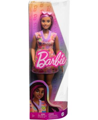 Barbie Doll With Red Hair - Yellow & Purple Heart-Print Dress, Platform Sneakers