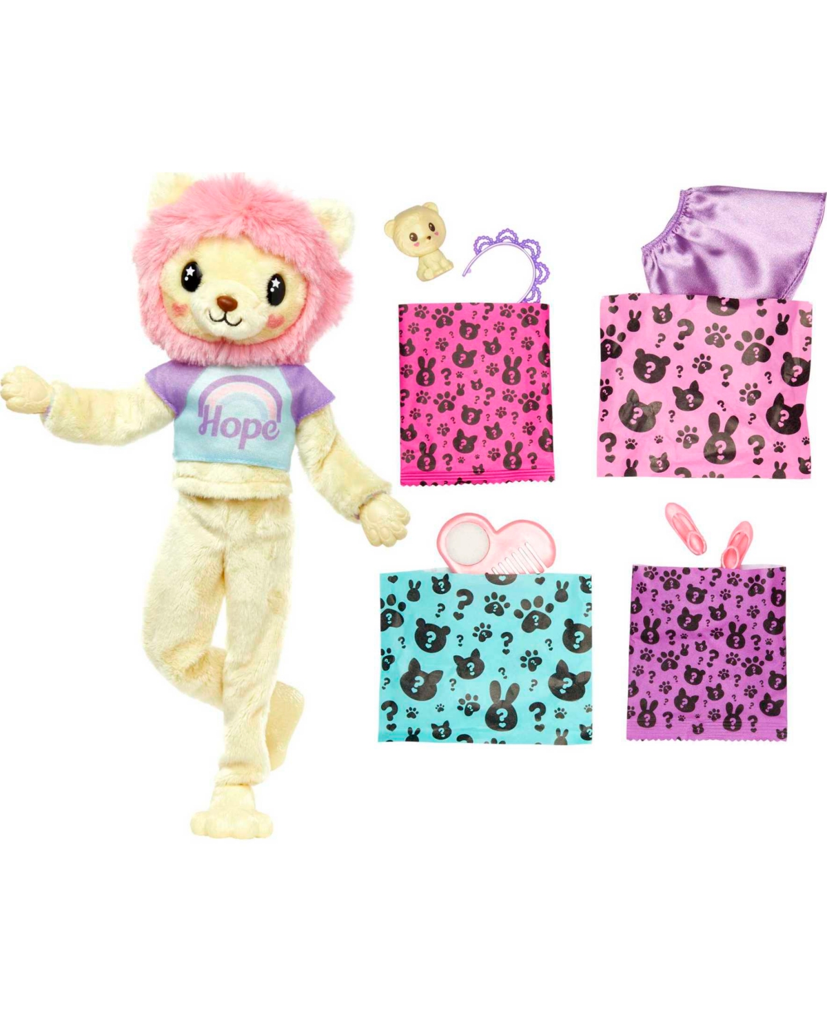 Shop Barbie Cutie Reveal Doll And Accessories, Cozy Cute T-shirts Poodle, "star" T-shirt, Blue And Purple Streak In Multi-color