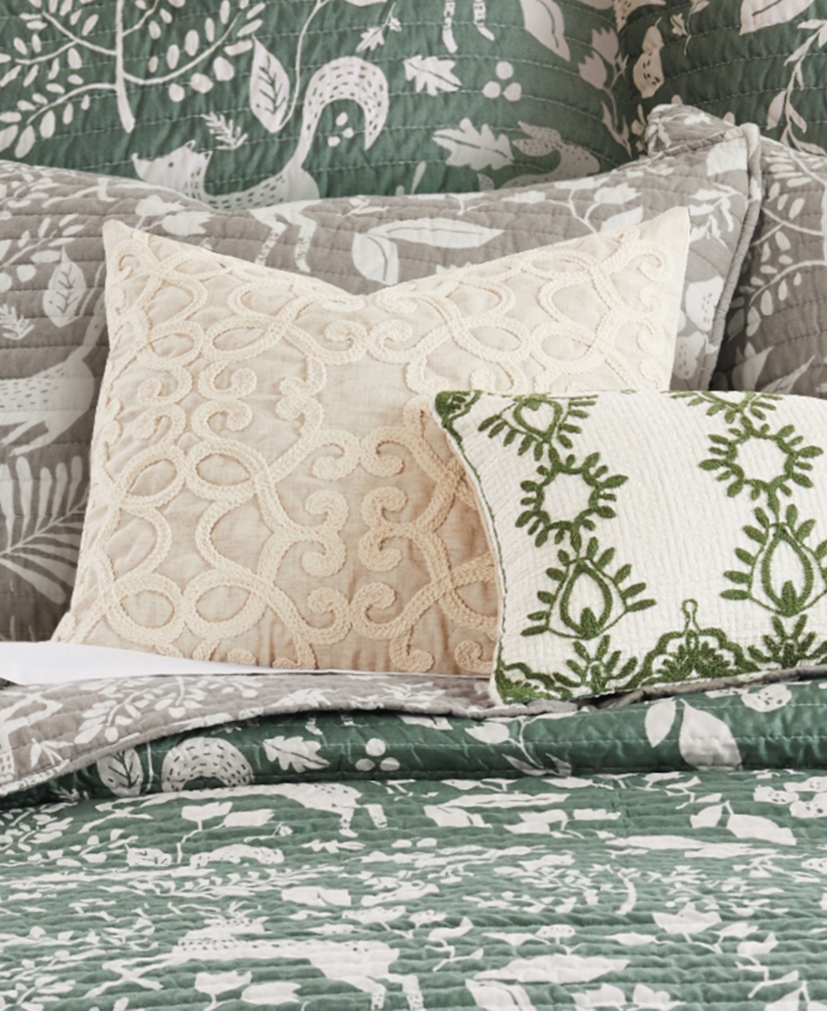 Shop Levtex Bretton Woods Green Applique Decorative Pillow, 18" X 18" In Natural