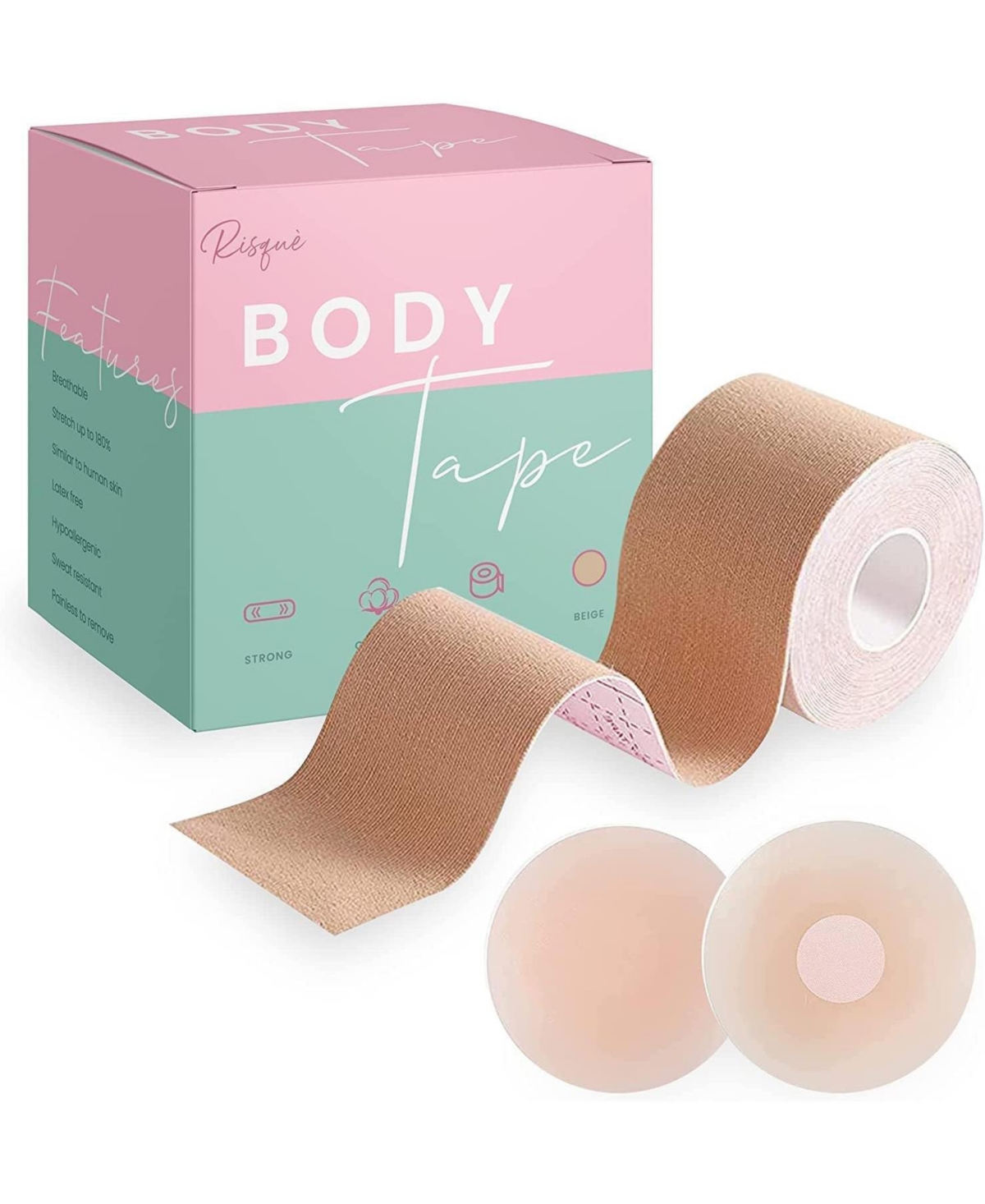 Breast Tape - Waterproof Sweat-Proof Boob Tape to help Contour and Lift - Beige - Beige/khaki