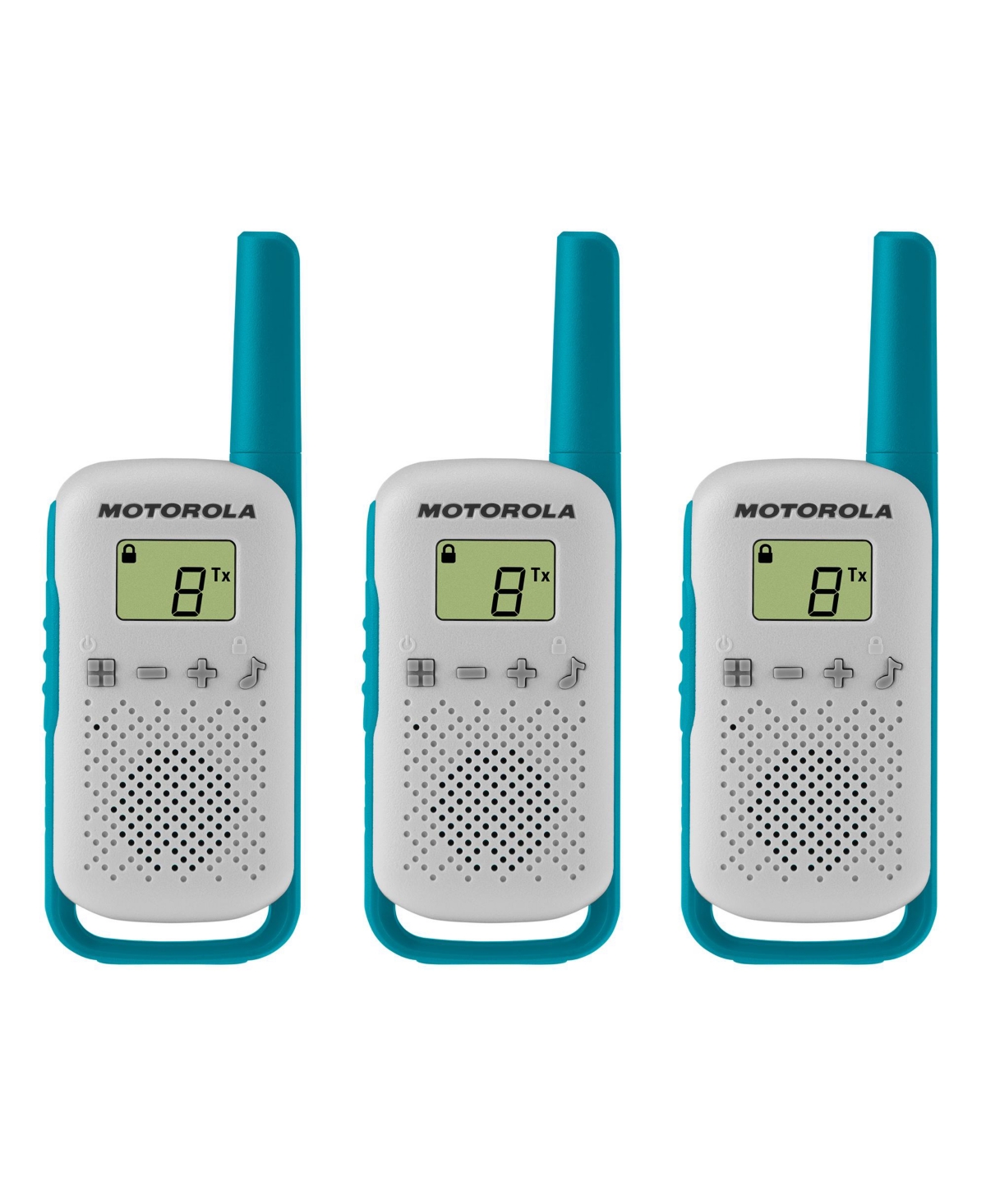 Motorola Solutions T114TP 16 mi. Two-Way Radio White/Blue Alkaline 3-Pack - Blue