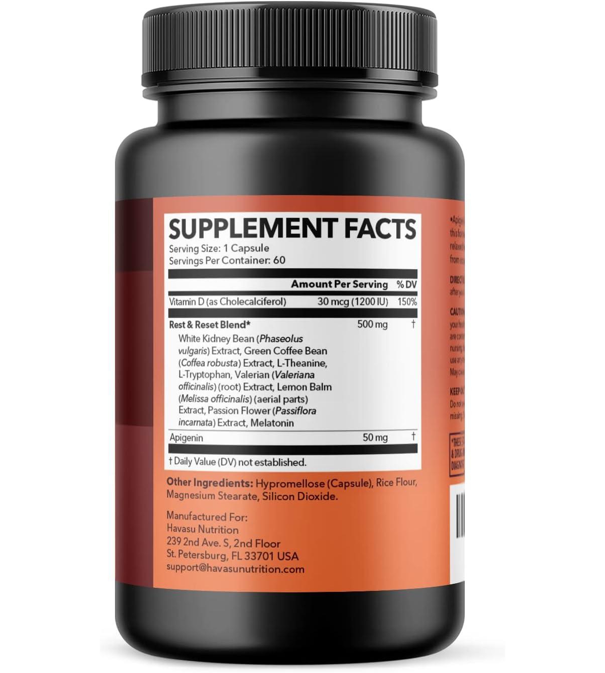 Havasu Nutrition Night Time Fat Burner + Apigenin Capsules, Havasu Nutrition, 60ct
