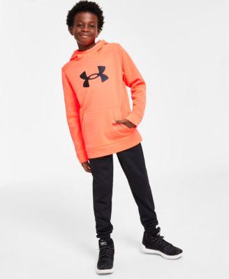 Shop Under Armour Big Little Boys Logo T Shirt Hoodie Fleece Pants Sets Matching Outfits In Red