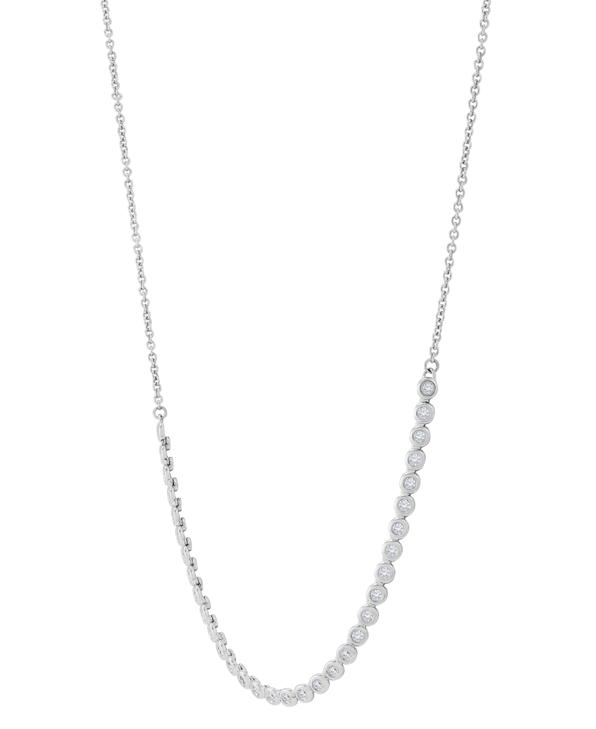 Diamond Bezel Collar Necklace (1/2 c. t.w.) in 10k White Gold, + extender - 10K White Gold
