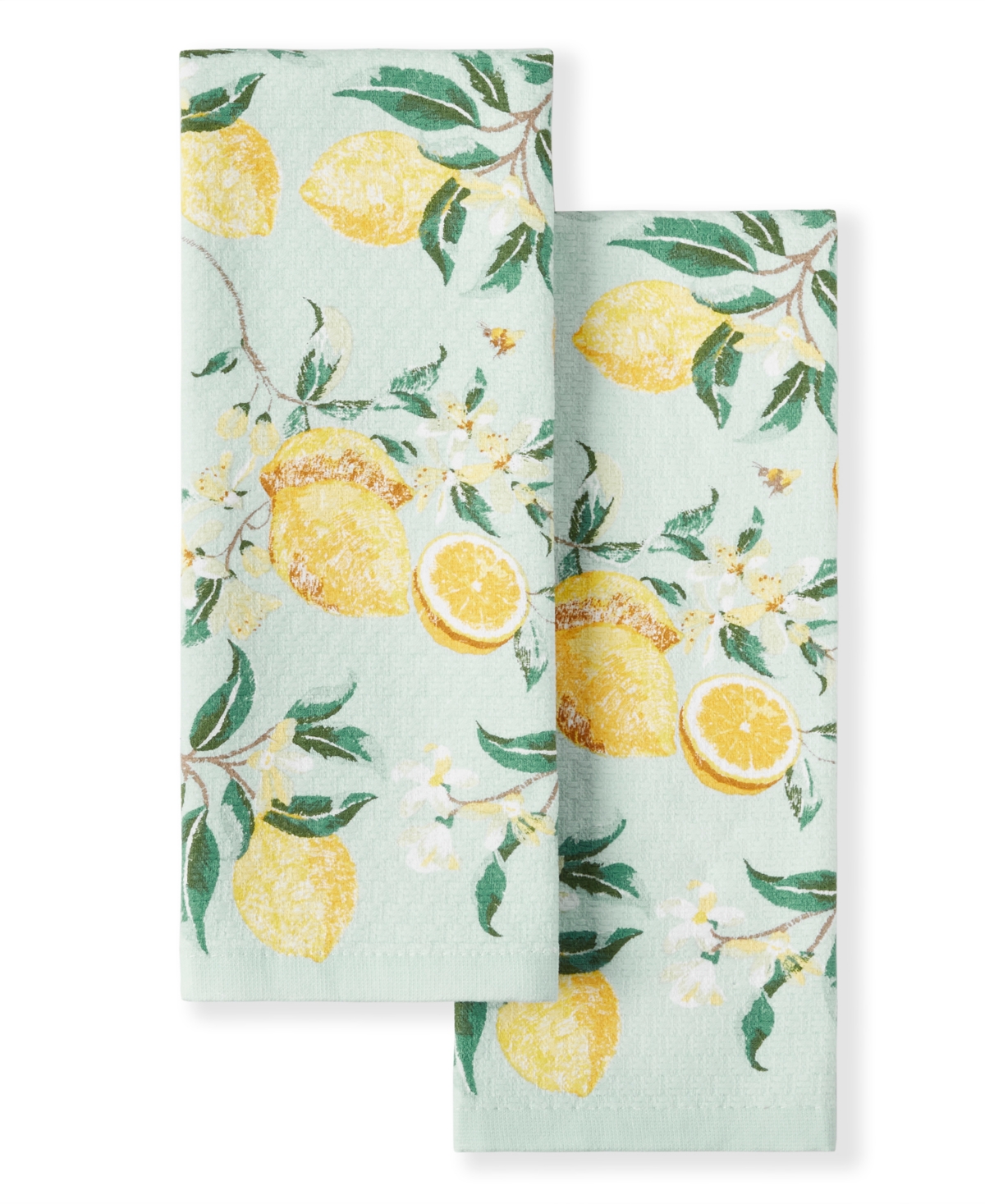 Lemon Whimsy Dual Purpose Kitchen Towel 2-Pack Set, 16" x 28" - Yellow