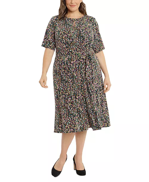 plus size keyhole-front midi dress