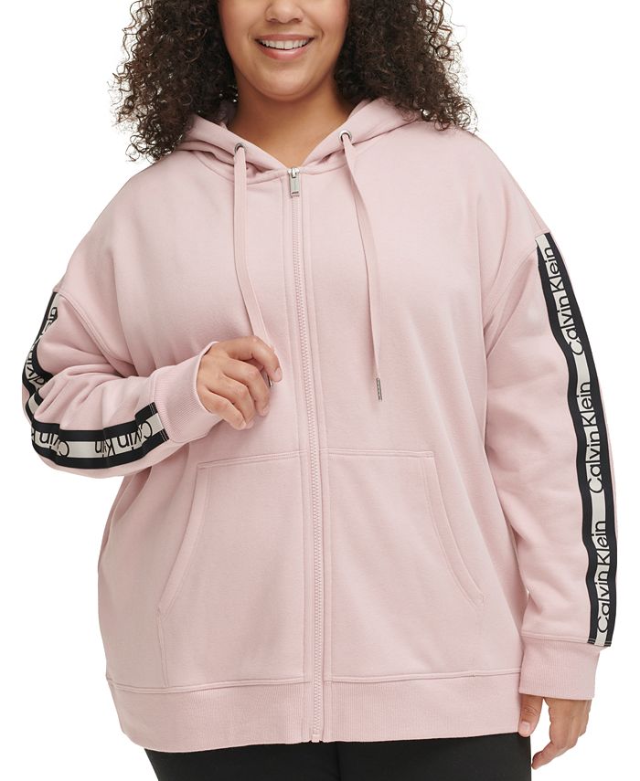 Calvin Klein Plus Size Logo-Stripe Hoodie - Macy's