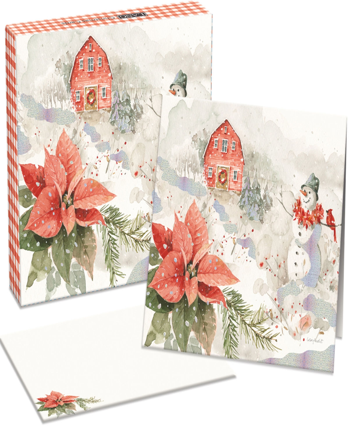 Shop Lang Poinsettia Village Boxed Cards, Set Of 18 In Multi