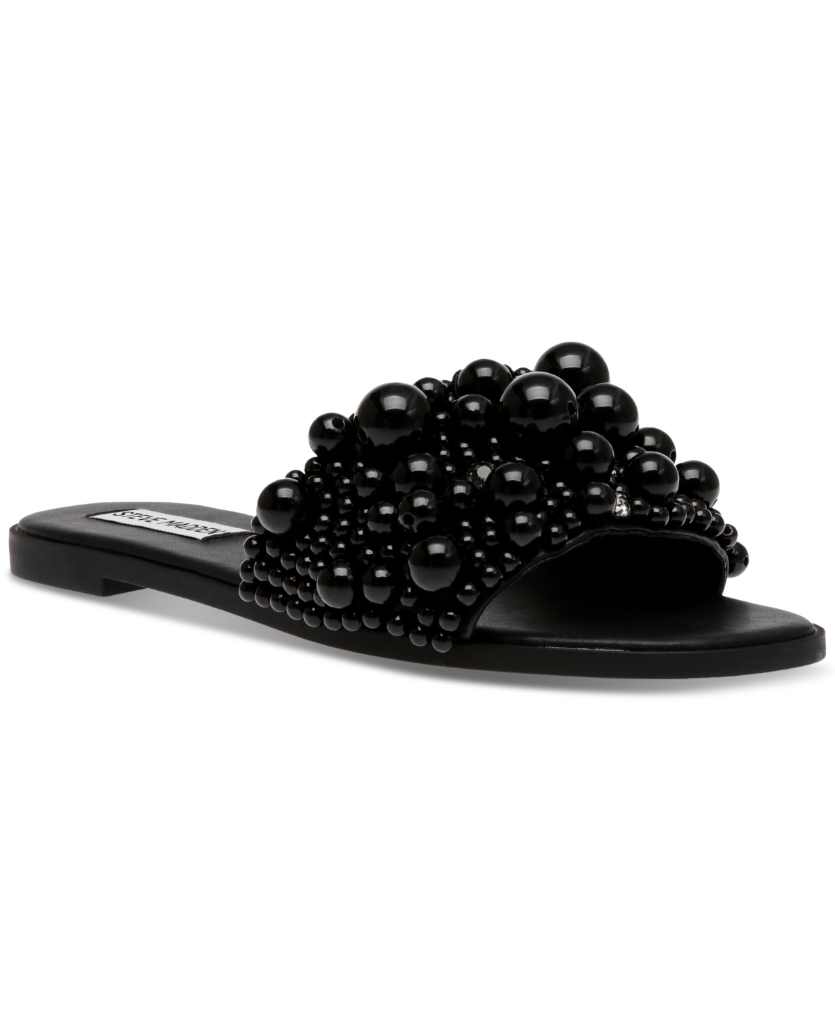 Shop Steve Madden Women's Knicky Embellished Slide Sandals In Black Pearl Multi