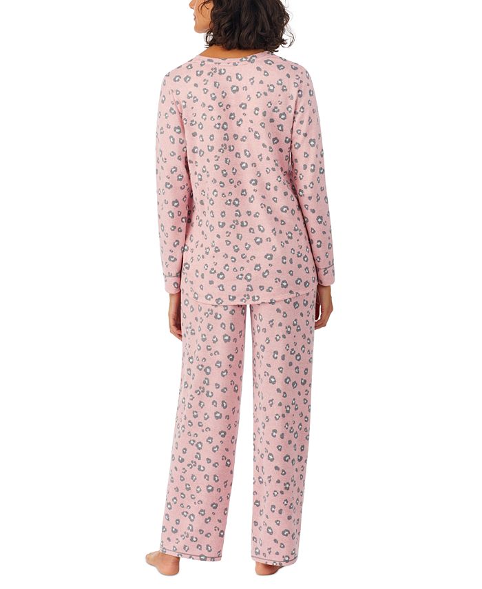 Cuddl Duds Women S 2 Pc Brushed Sweater Knit Printed Long Sleeve Pajamas Set Macy S