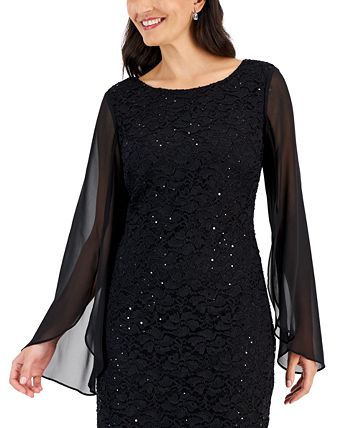 Connected Women's Cape-Sleeve Lace Sheath Dress - Macy's