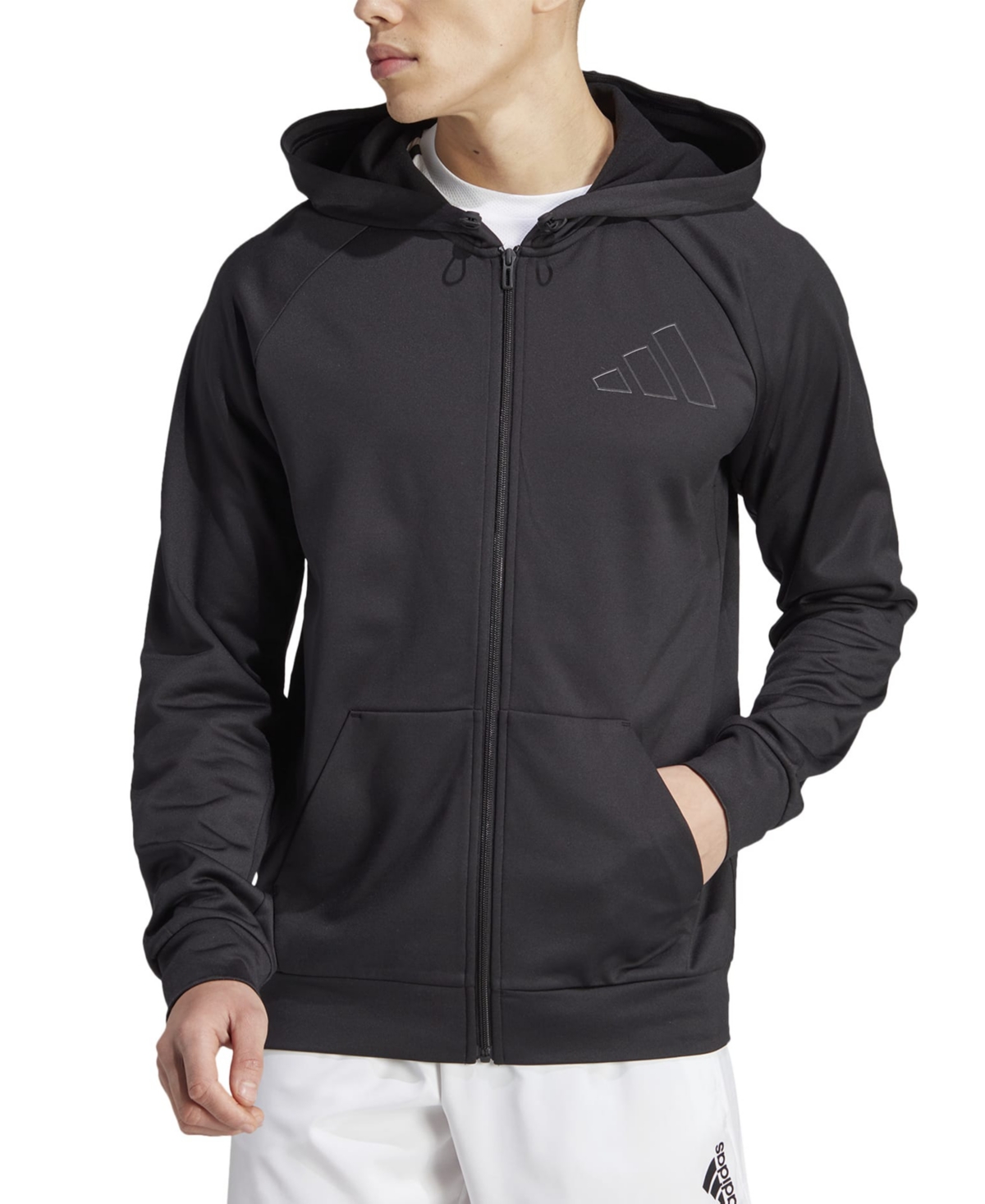 Adidas Originals Men's Game & Go Small Logo Moisture-wicking Training Full-zip Fleece Hoodie In Black