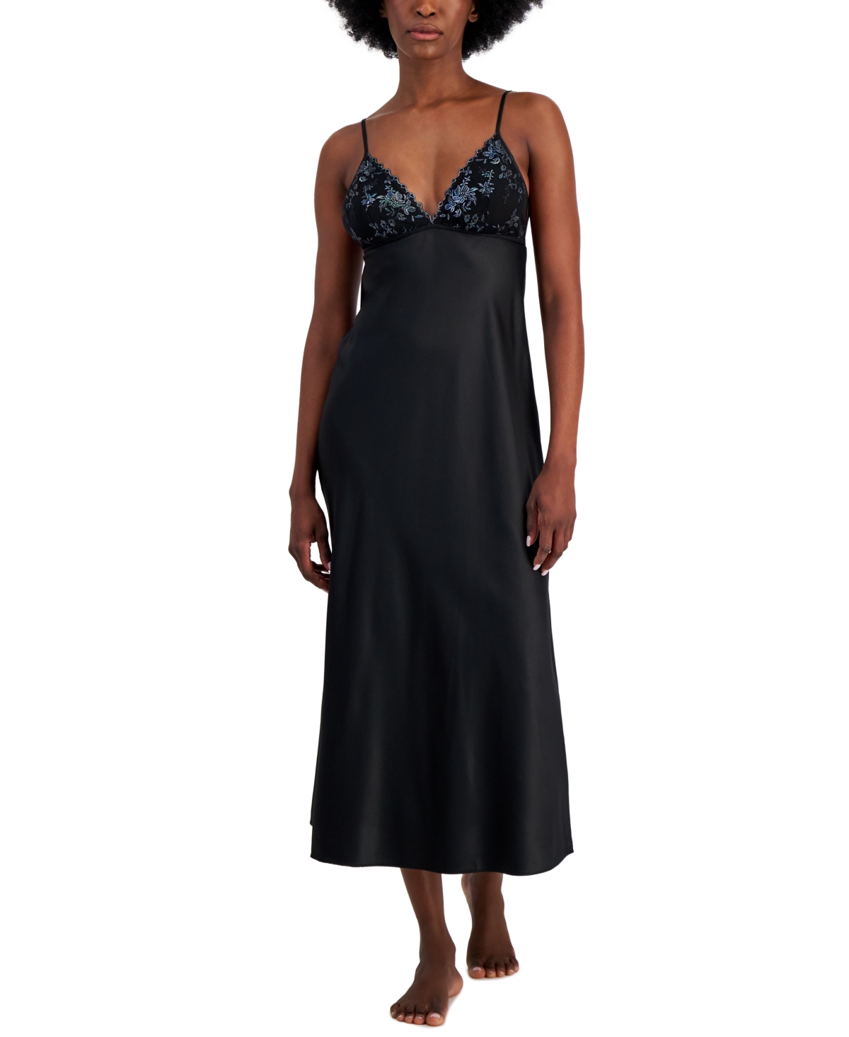 I.n.c. International Concepts Women's Sparkle Cup Nightgown, Created For Macy's In Midnight Garden