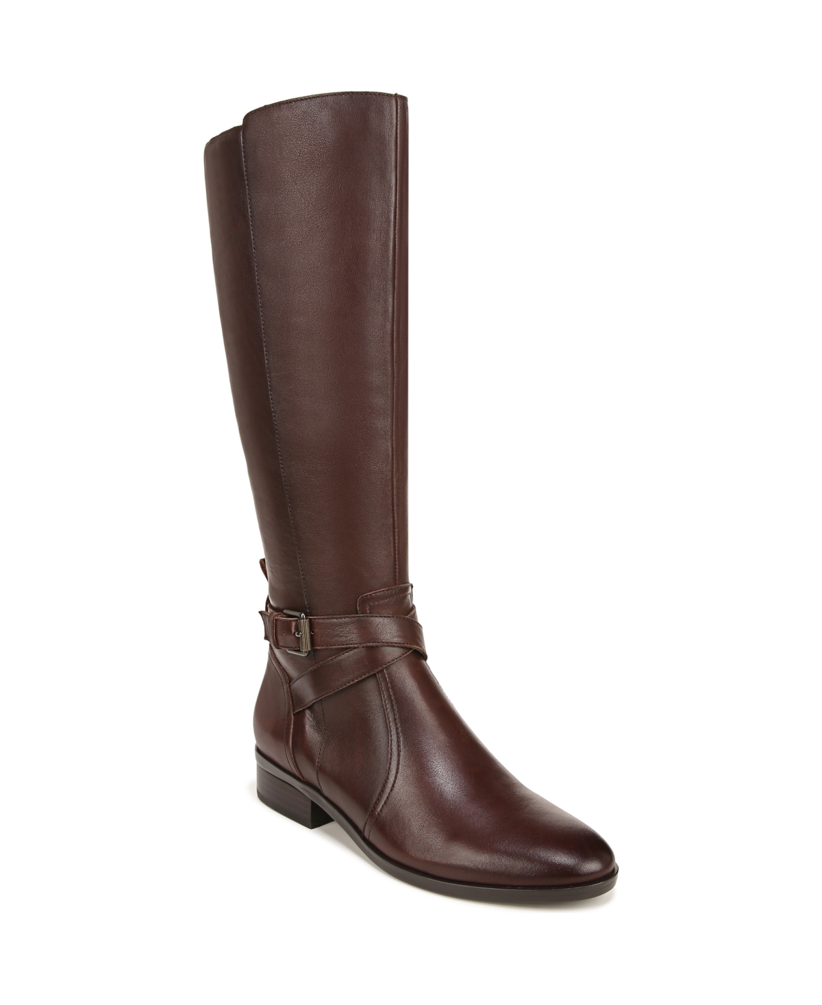 Shop Naturalizer Rena Wide Calf Riding Boots In Chocolate Brown Leather