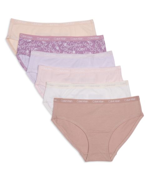 Детский комплект трусов Calvin Klein Cotton Hipster, 6 шт, цвет: Calvin Toss