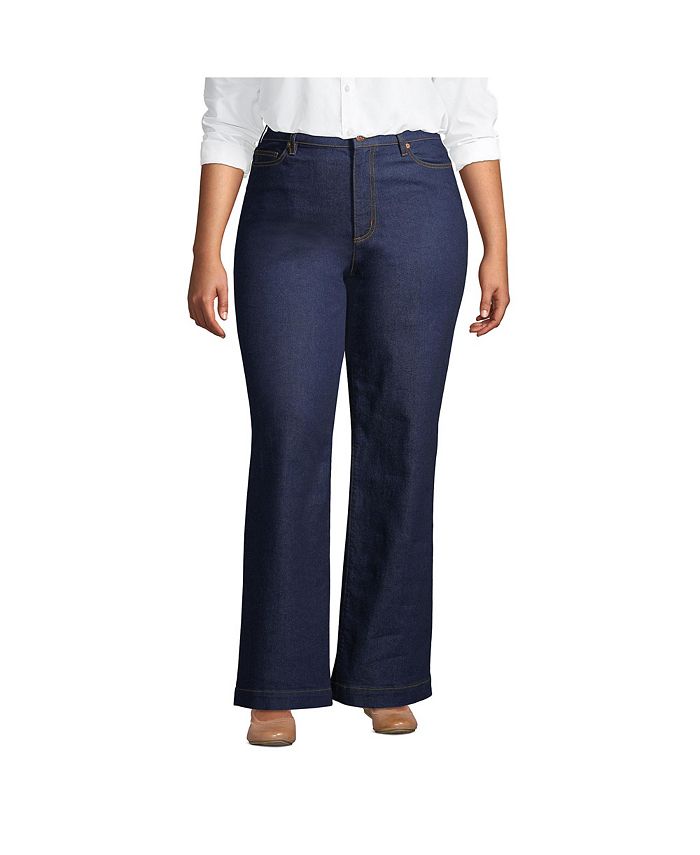 Lands' End Plus Size Recover High Rise Wide Leg Blue Jeans - Macy's