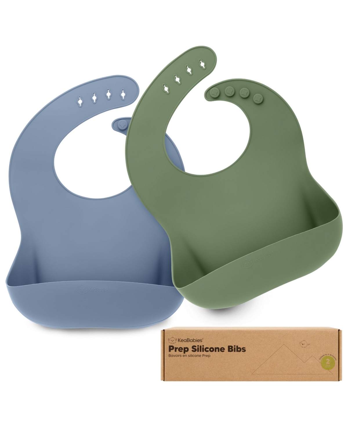 2-Pack Silicone Bibs For Babies, Food Grade Silicone Baby Bibs for Eating, Feeding, Toddler Bibs, Boys, Girls - Slate