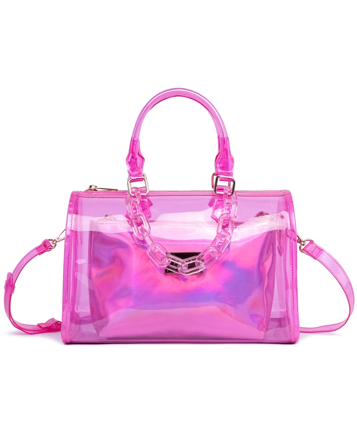 Like Dreams Iced Out Hologram Satchel In Pink