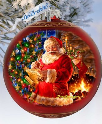 Wish List Santa Large Holiday Glass Collectible Ornaments D. Gelsinger