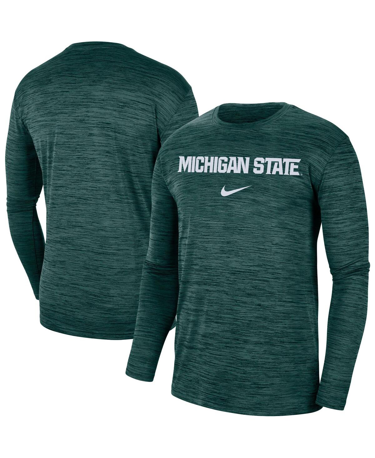 Nike Men's  Green Michigan State Spartans Team Velocity Performance Long Sleeve T-shirt