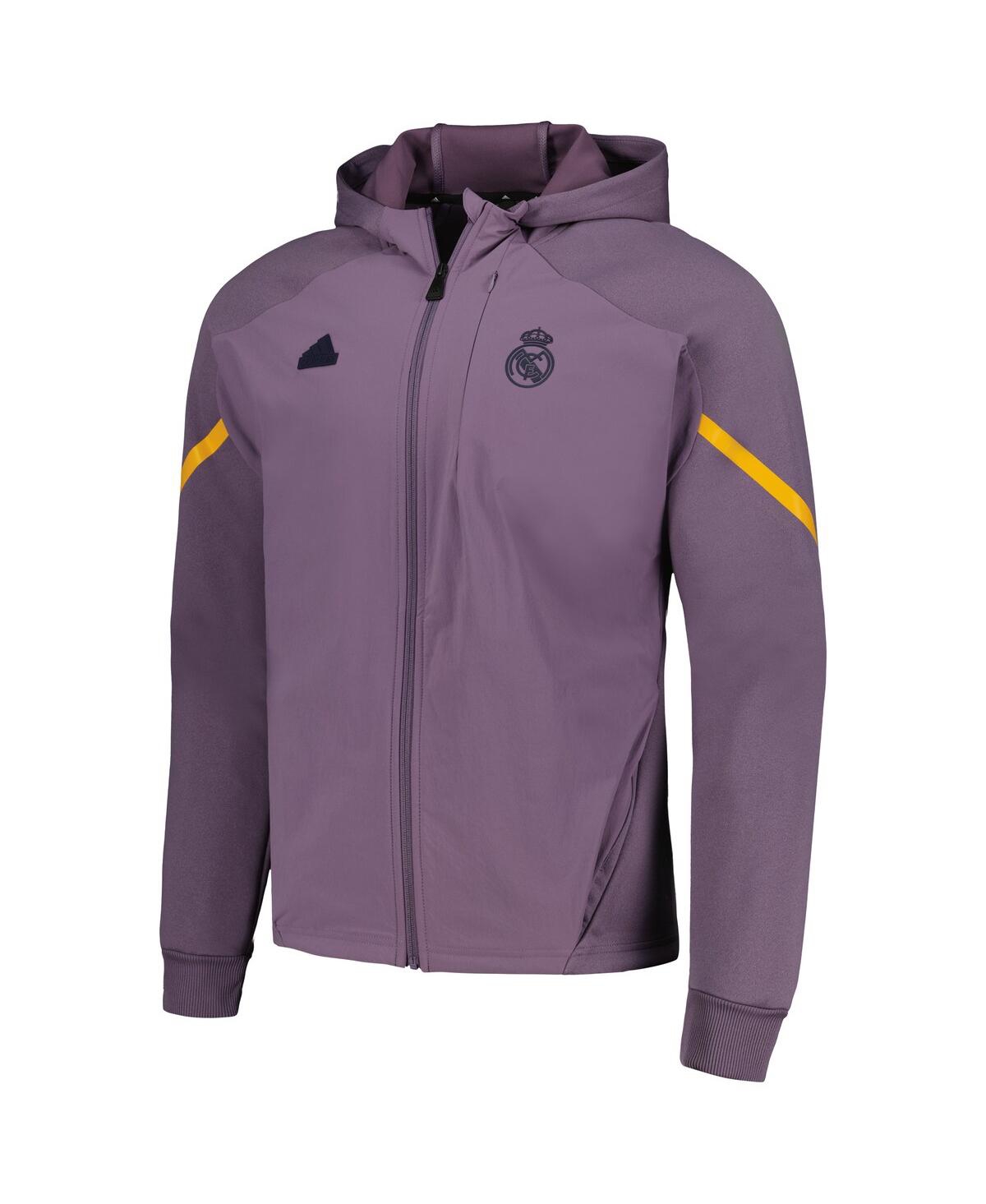 Shop Adidas Originals Men's Adidas Purple Real Madrid Designed For Gameday Raglan Full-zip Hoodie Jacket