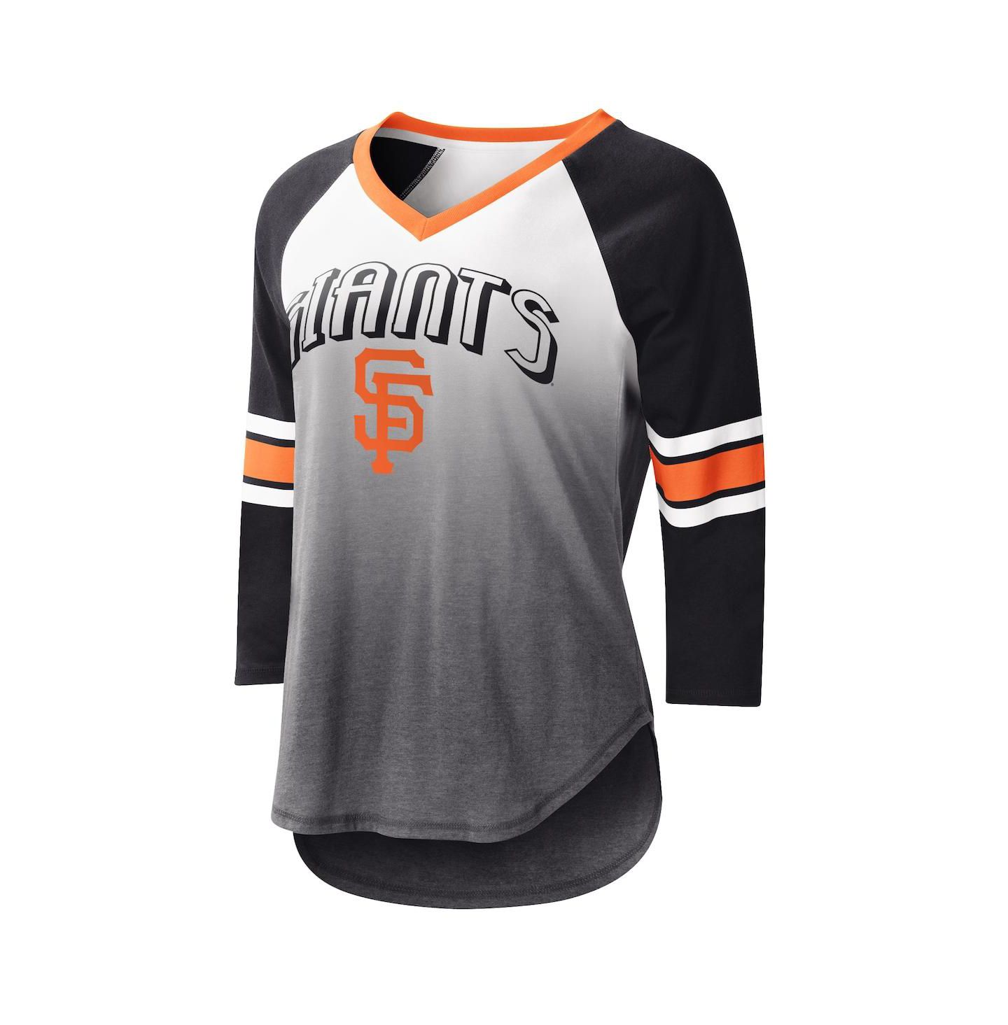 Женская футболка G-III 4Her by Carl Banks White, Black San Francisco Giants Lead-Off Raglan 3/4-Sleeve V-Neck — фото 1