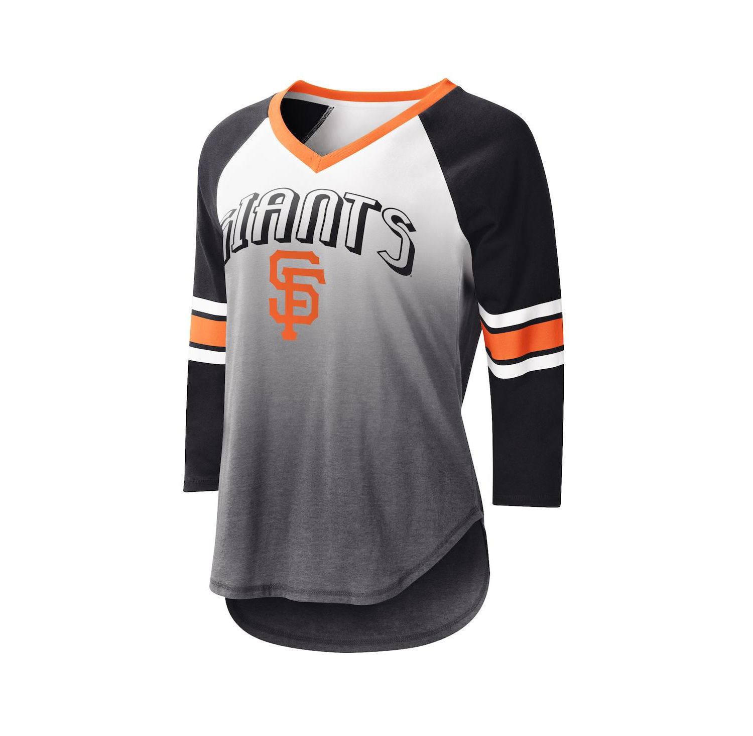Women's White, Black San Francisco Giants Lead-Off Raglan 3/4-Sleeve V-Neck T-shirt