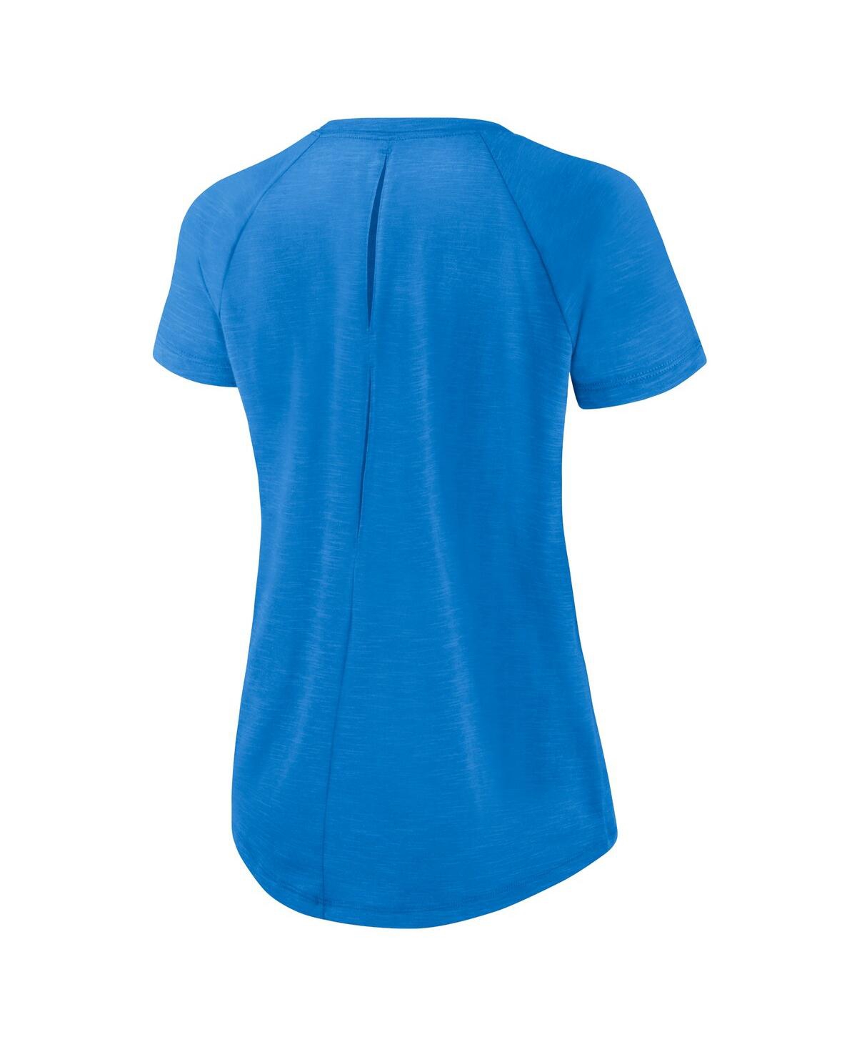 Shop Nike Women's  White, Heather Powder Blue Los Angeles Chargers Back Cutout Raglan T-shirt In White,heather Powder Blue