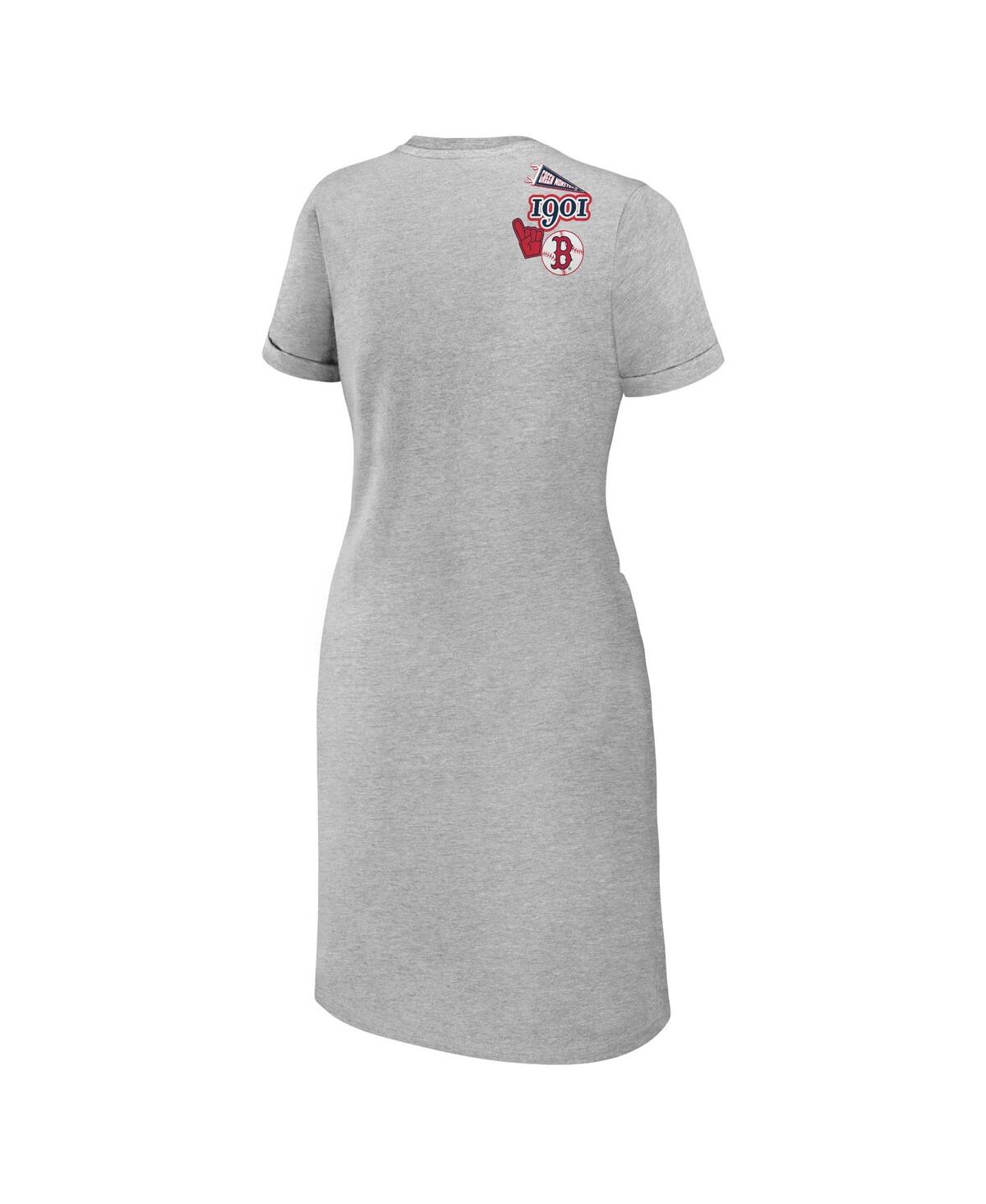 Women's Wear by Erin AndrewsBoston Red Sox Knotted T-shirt Dress - Heather Gray