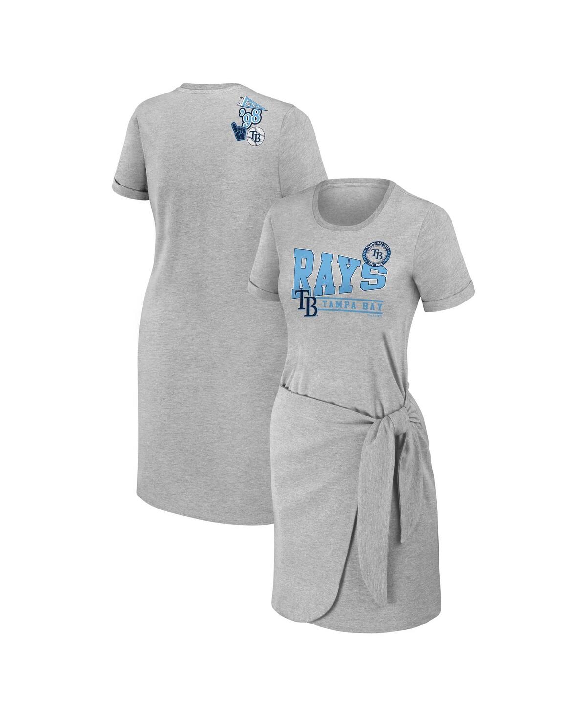 Wear By Erin Andrews Women's  Heather Gray Tampa Bay Rays Knotted T-shirt Dress In Heather Gray