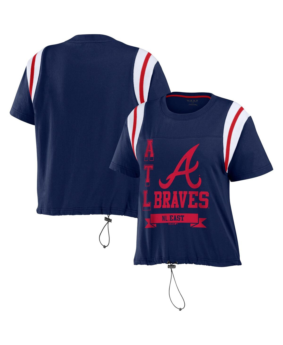 Wear By Erin Andrews Women's  Navy Atlanta Braves Cinched Colorblock T-shirt