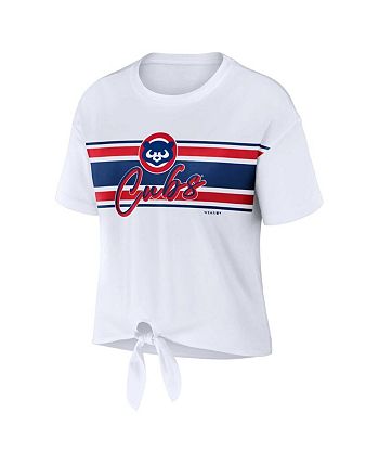 WEAR by Erin Andrews Women's White Chicago Cubs Front Tie T-shirt