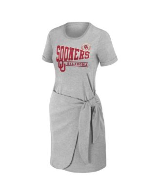 Women's Heather Gray Oklahoma Sooners Knotted T-shirt Dress