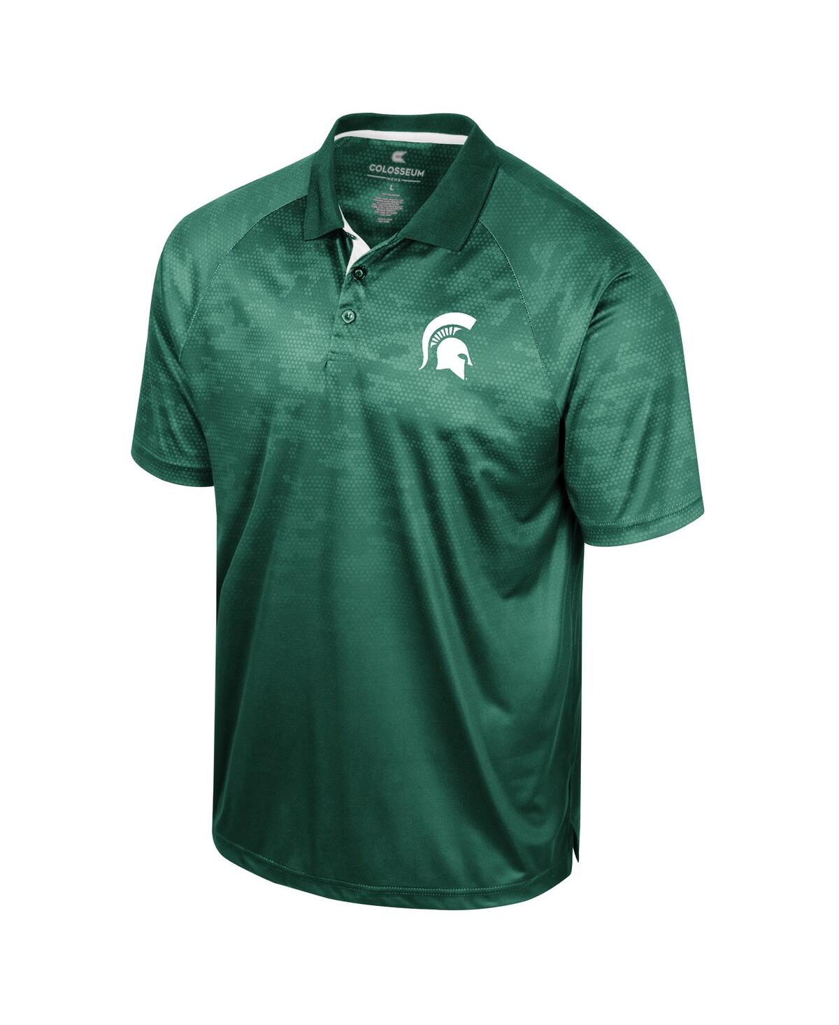 Shop Colosseum Men's  Green Michigan State Spartans Honeycomb Raglan Polo Shirt