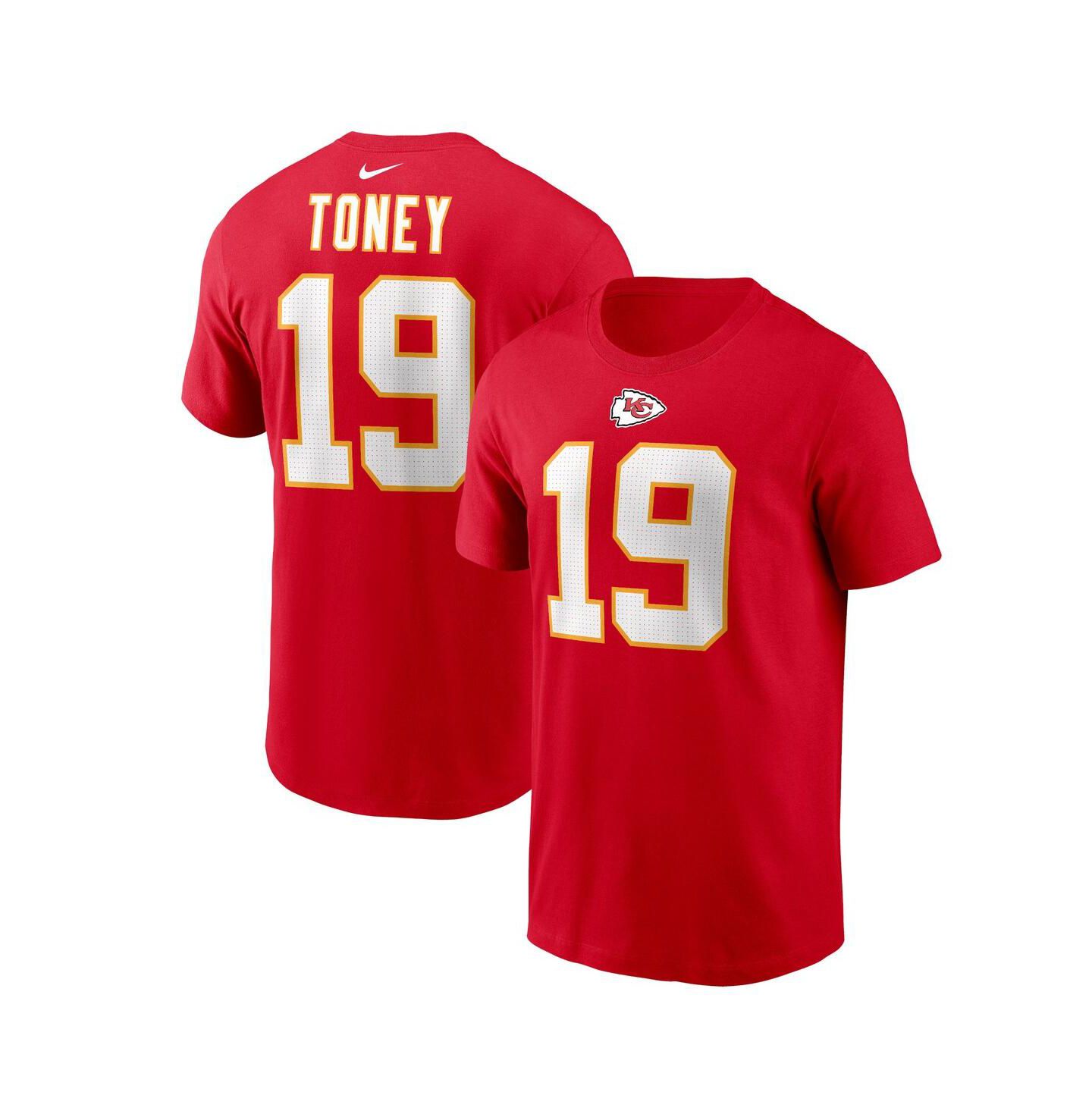 Мужская футболка Nike Kadarius Toney Red Kansas City Chiefs Player Name and Number — фото 1