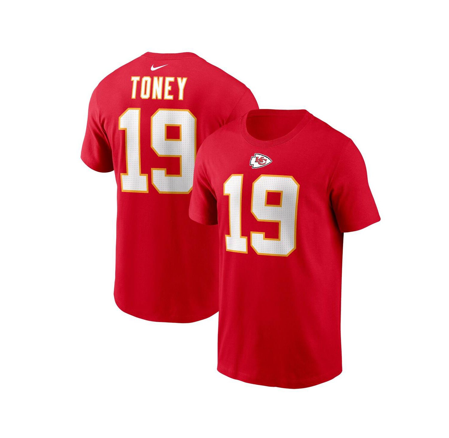 Men's Kadarius Toney Red Kansas City Chiefs Player Name and Number T-shirt