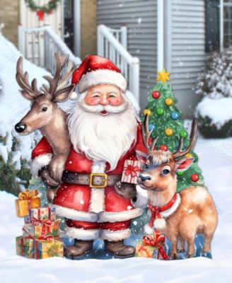 Santa with Reindeers 32" Outdoor Christmas Lawn Decor G. DeBrekht